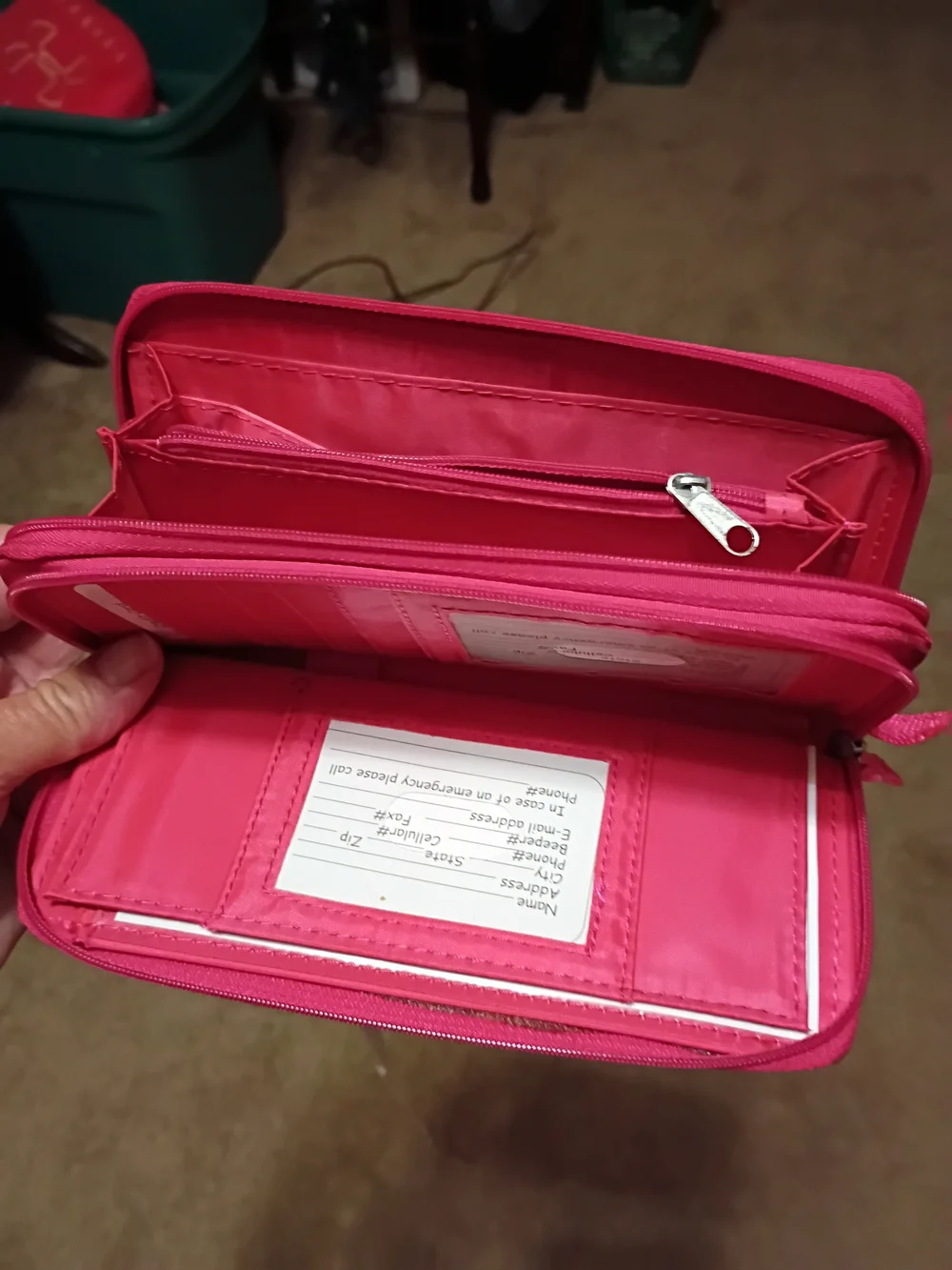 OP Pink Accent Stripe Wallet - Pink and Gray (NWT)